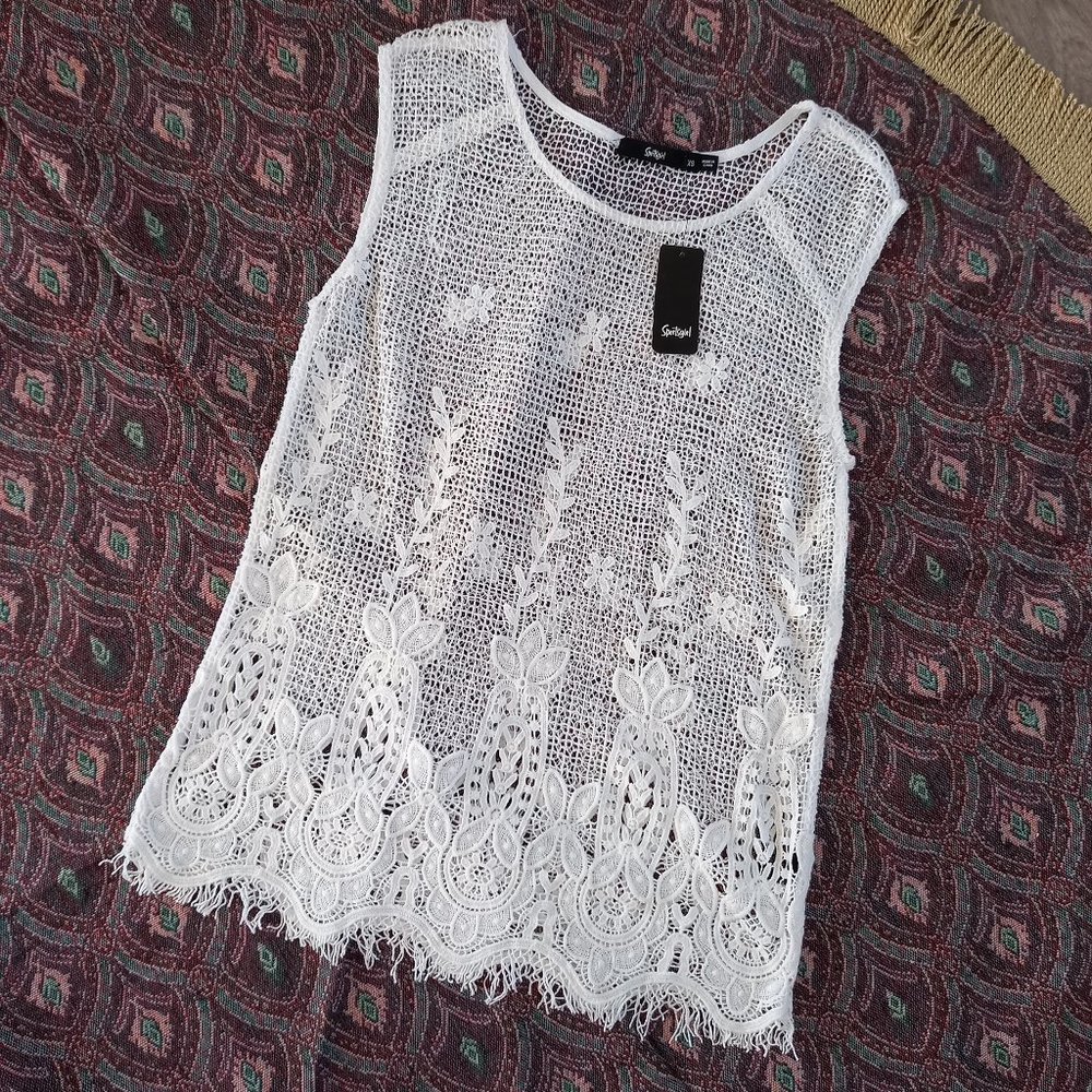 Sportsgirl Size XS White Crochet Top - Picture 1 of 5